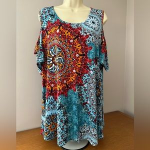 PrinStory (Amazon) short sleeve cold shoulder tunic top, size 2XL